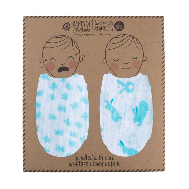 Lichtblauwe Quick Like Bunnies swaddle-set voor wholesale door Captain Silly Pants