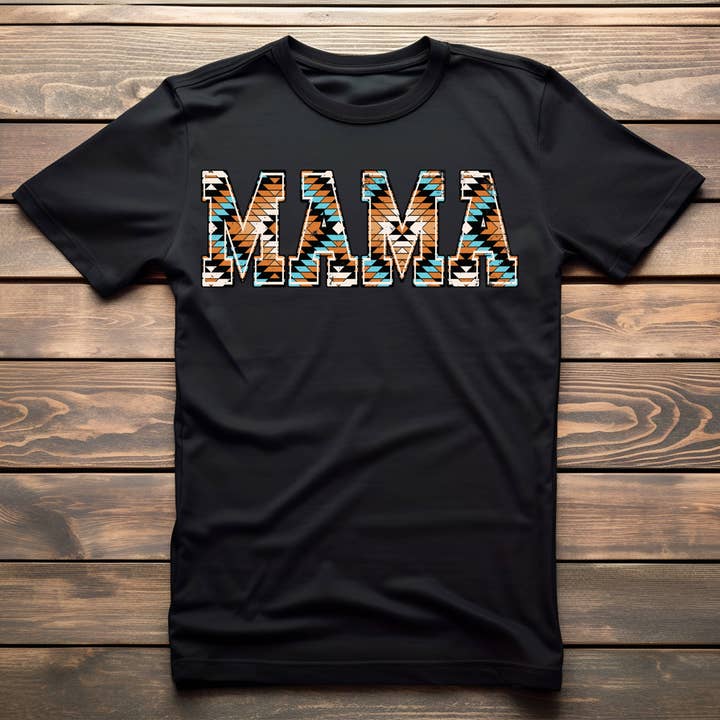 Aztec MAMA T-shirt for wholesale by Red Stone Rebel Clothing Co.