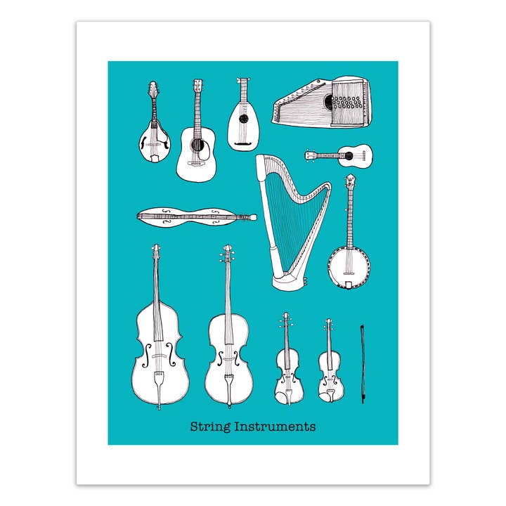 String Instrument Print. for wholesale by Jodi Lynn's Emporium of Doodles