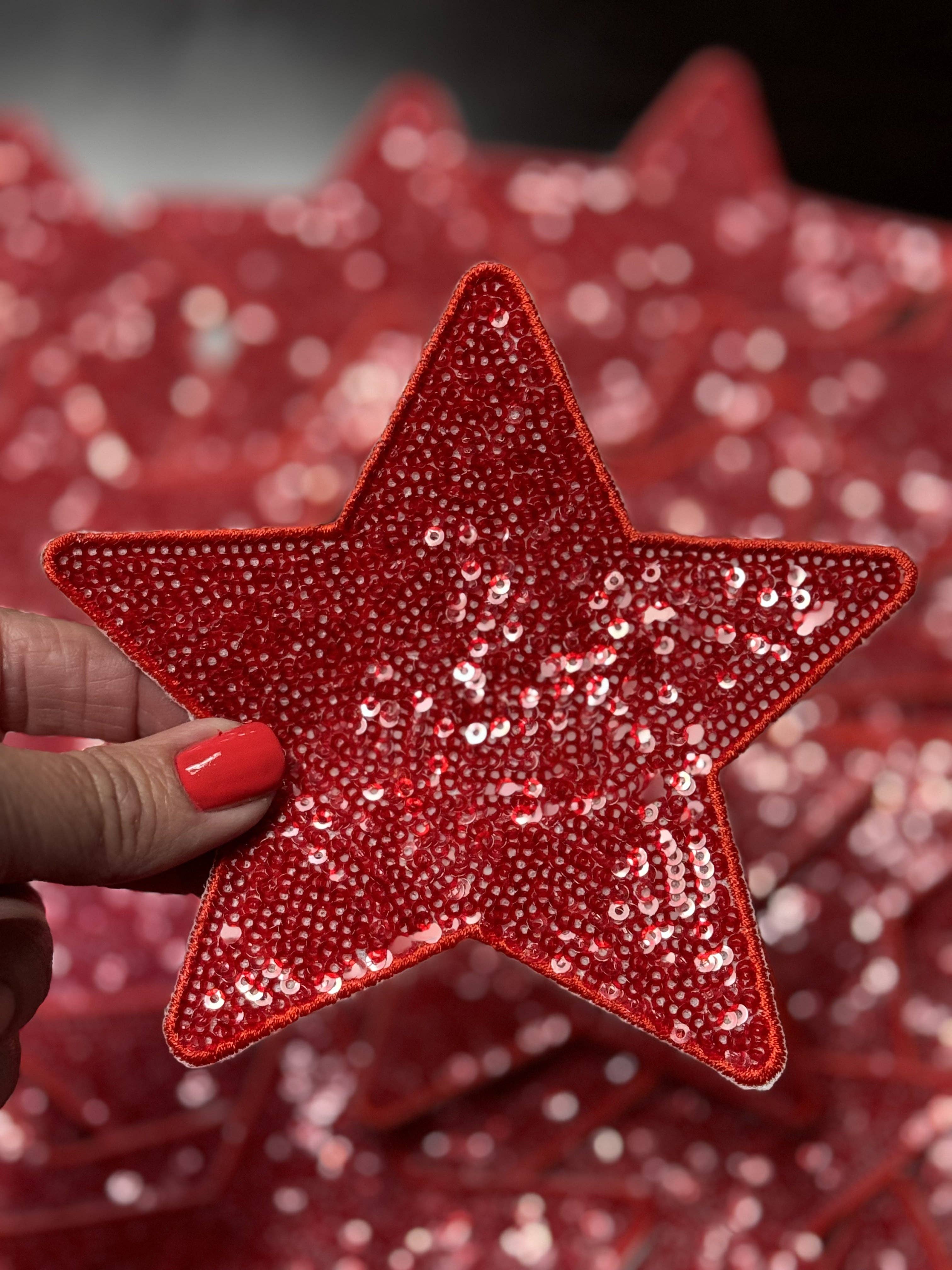 sequinandstiches - Wholesale Patch - Star Patch, Sequin Star Patch, Red 5" Sequin Star Patch, Iron on Patch, DIY, Trucker Hat Patch, Preppy Patch Trendy Patch Patch, Sequin Star2