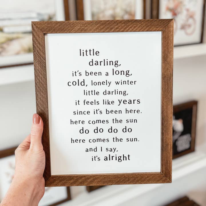 Here Comes The Sun Framed Wood Sign for wholesale by Knotty Design Co.