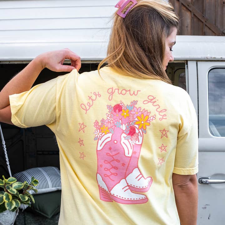Camiseta Let's Grow para niñas, color amarillo claro para venta al por mayor de Callie Danielle