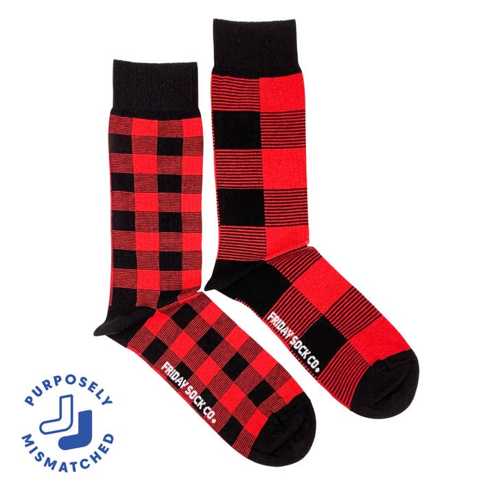 Men’s Red Plaid Socks for wholesale by Friday Sock Co.