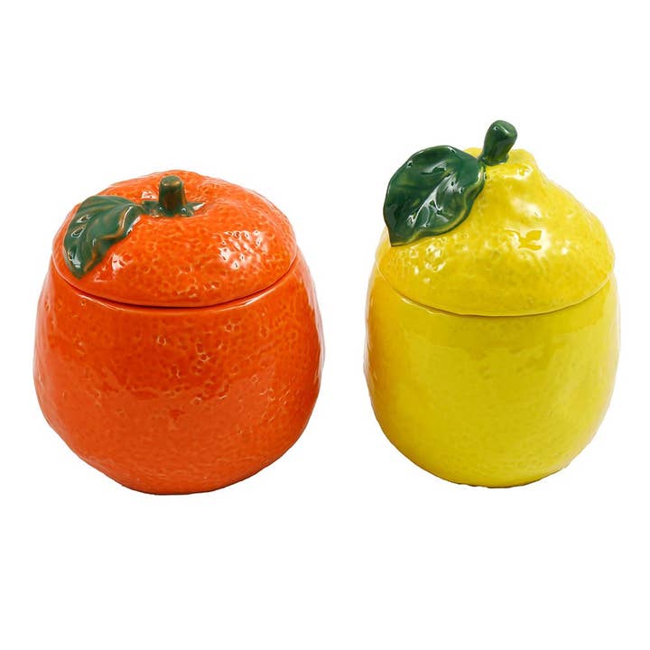 Something Different Wholesale - Wholesale Jar - 11cm Lemon and Orange Storage Jar