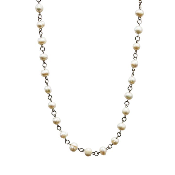 White Pearl Linked Necklace for wholesale by MHART