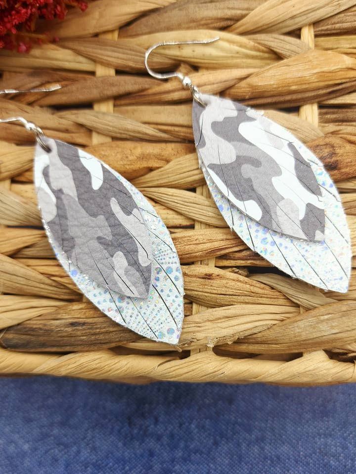 Double Layered Fringe Gray Camouflage for wholesale by FL Girl Designs