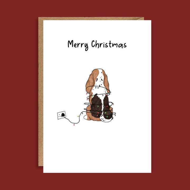 Basset Hound Christmas Greeting Card A5 High Quality for wholesale by EscDesignsUK