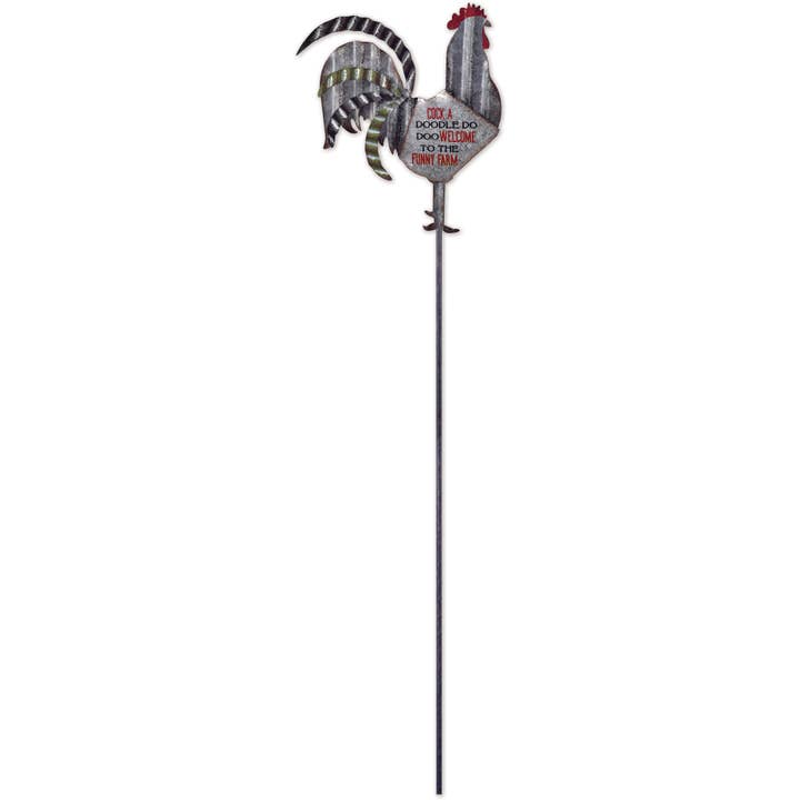 Rooster Plant Pick 20" for wholesale by Sunset Vista Designs