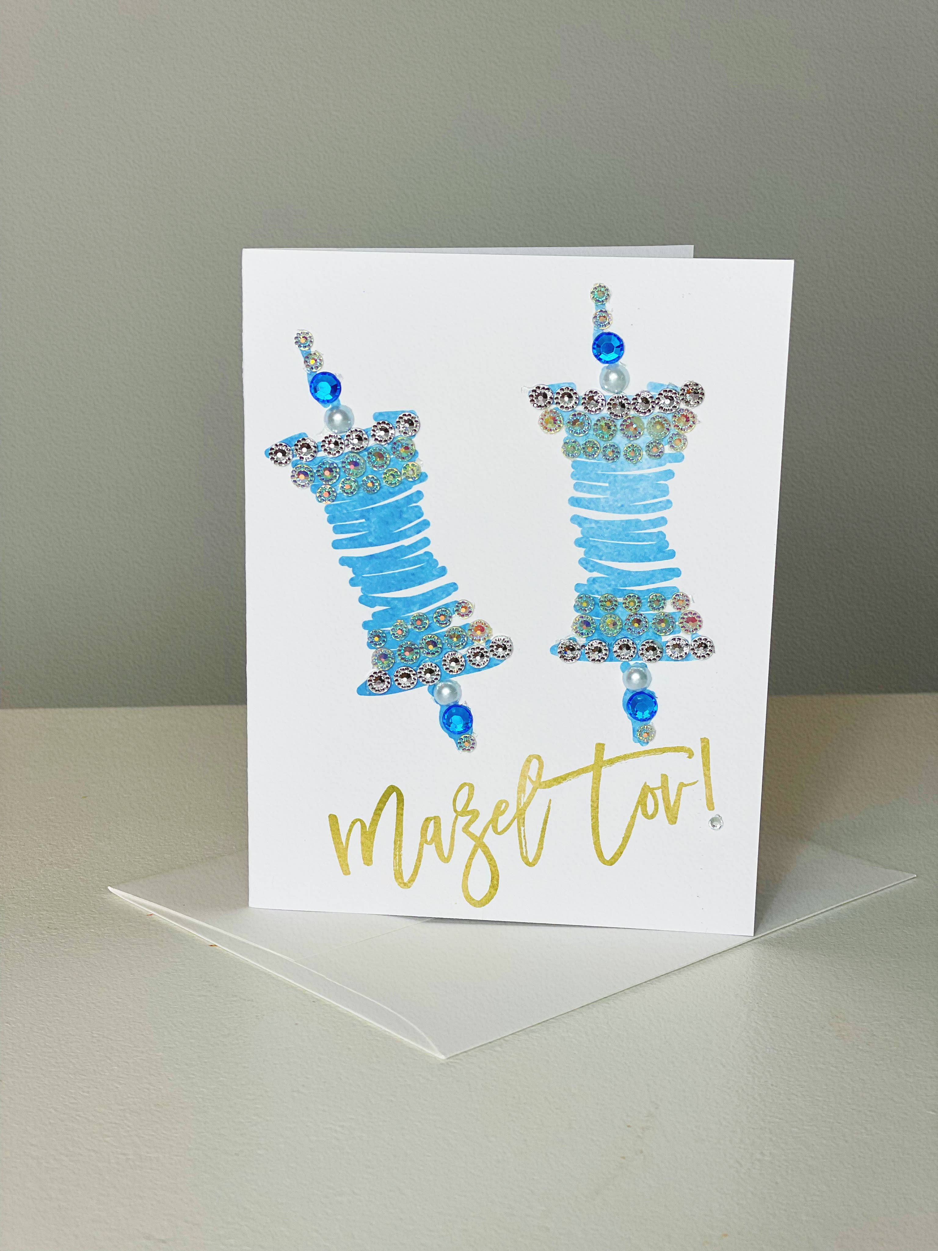 Russell Jeffery Design by Off By Heart Design - Wholesale Congratulations Card - Mazel Tov Bar/Bat Mitzvah - Blue and Gold Torah Scroll3