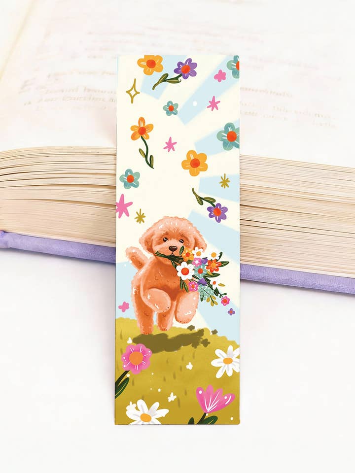 Segnalibro cane Labradoodle fiori per la vendita all'ingrosso da parte di Aniet Illustration