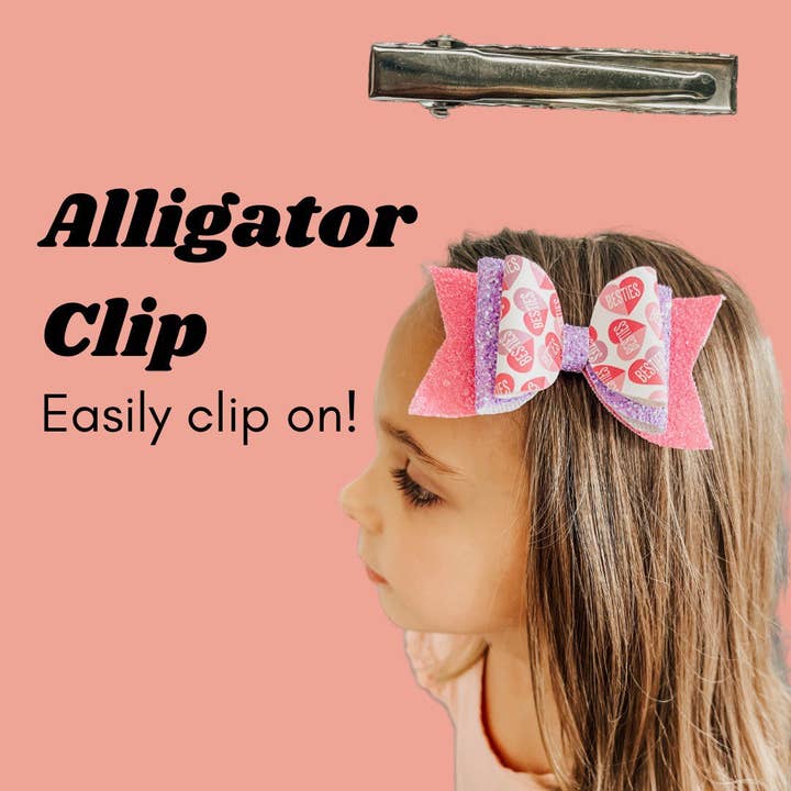 REMOVED BRAND - Vendita all'ingrosso Fiocco per capelli - Bambini - Fiocco per capelli nero glitterato con cuori luminosi