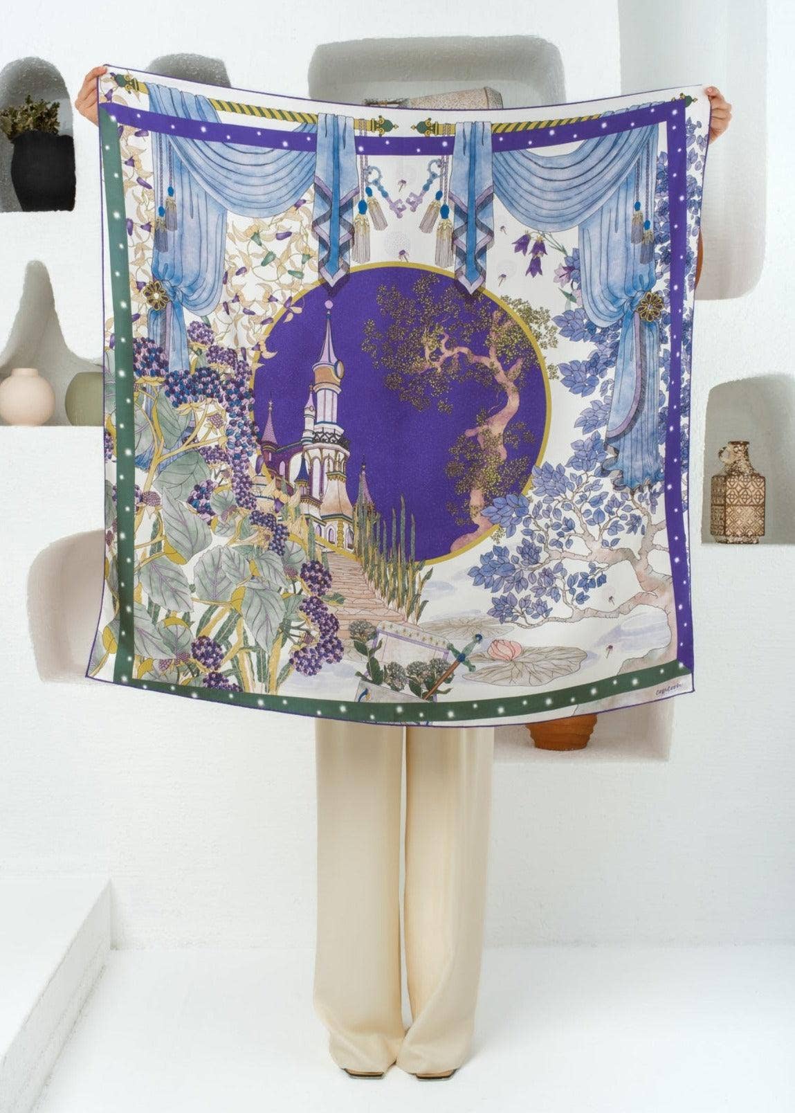 CouCoon Atelier - Vente Écharpe – femme - Fairy Tale - Foulard en soie violet9