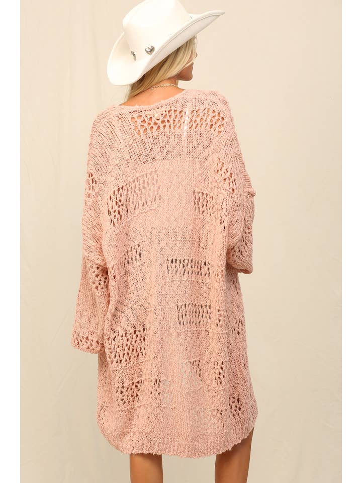 KyeMi - Wholesale Cardigan - Women's - Oversized Cardigan With An Open Front Knit6