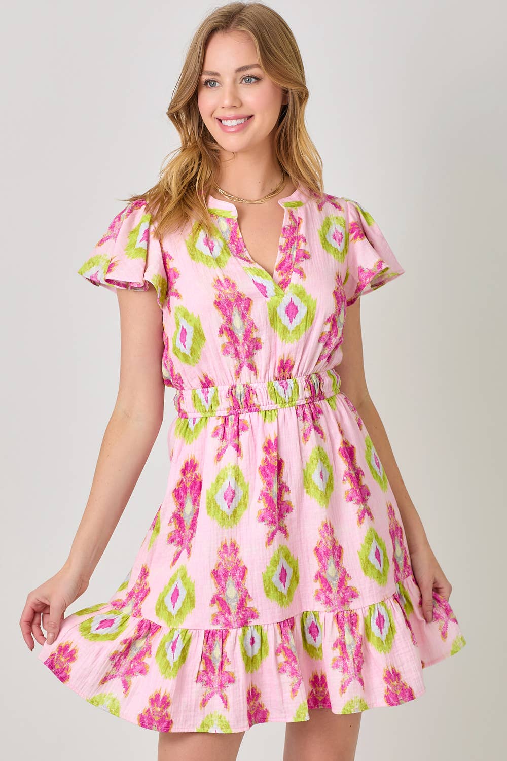 Mystree – Engroshandel Kjole - Dame – 61021 Trykt Dobbel Gauze Kjole0