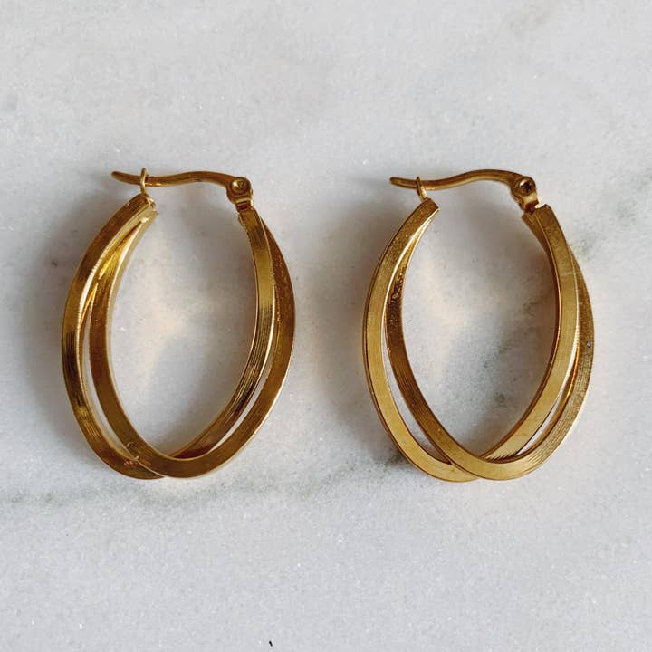 CERCEAUX DOUBLES DE TAILLE MOYENNE - DORÉ ET ARGENTÉ pour la vente par ROCKY ROSA