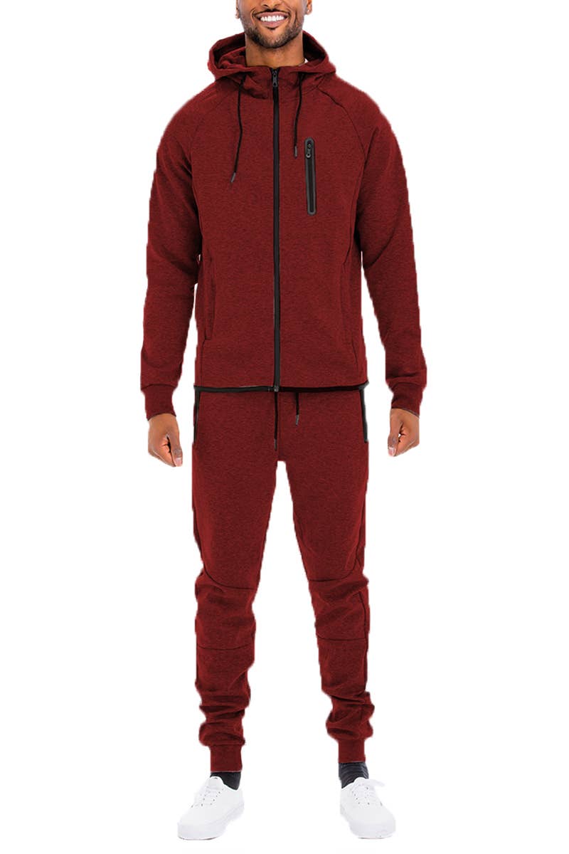 WEIV - Wholesale Tracksuit - Men's - Solid Dynamic Active Track Suit Cotton Poly Blend Track Set6
