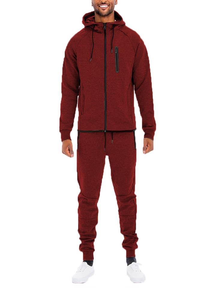WEIV - Wholesale Tracksuit - Men's - Solid Dynamic Active Track Suit Cotton Poly Blend Track Set6
