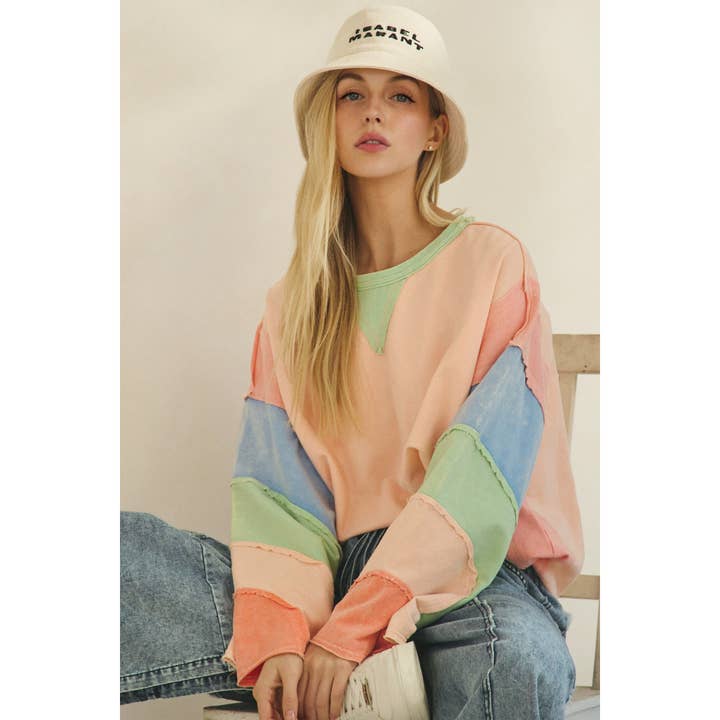 TOP BLOQUE DE COLOR HORIZONTE PASTEL (ST8293) para venta al por mayor de Sage + Fig