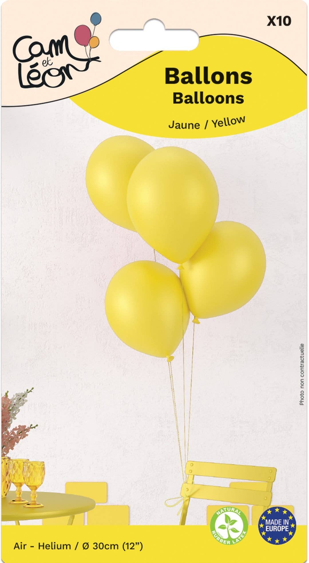 P'tit Clown - Wholesale Balloon - C&L Balloon Ø 30 cm - Set of 10 - Yellow
