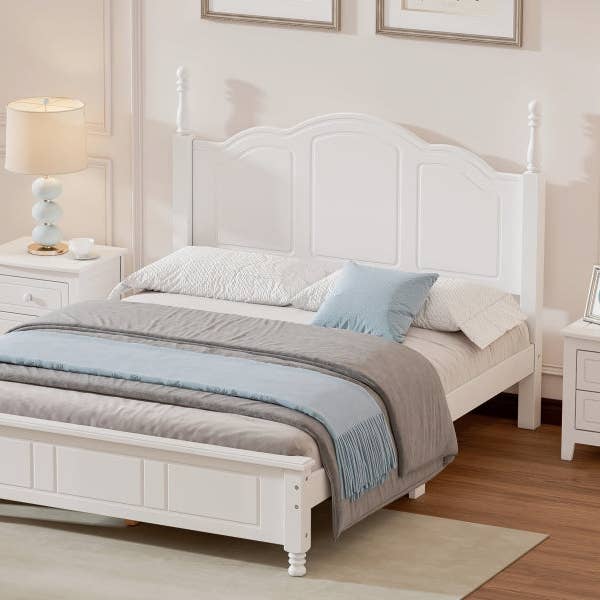 Orange County Decor - Wholesale Bed - Full Size Wood Platform Bed Frame,Retro Style Platform Bed With Wooden Slat Support,White White Wood11