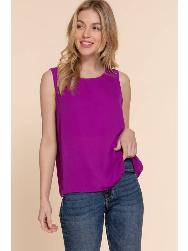 Active Basic | Active USA - Wholesale Blouse - Women's - Sleeveless Round Neck Woven Top12
