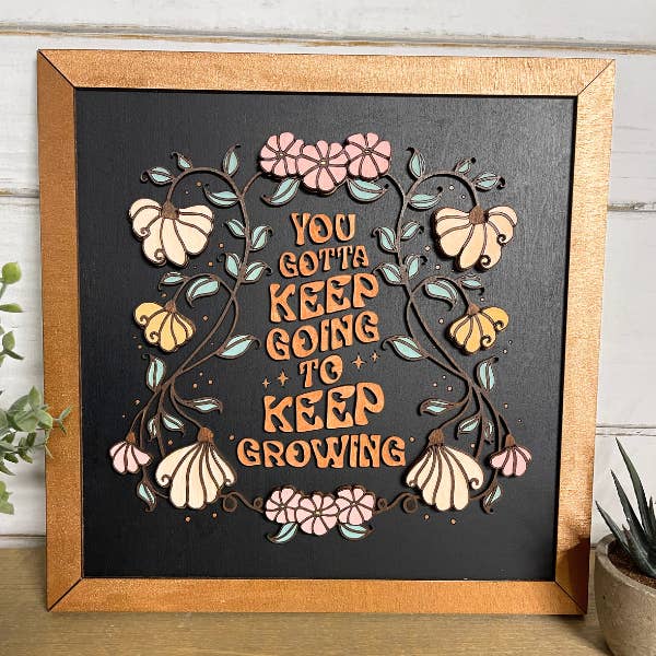 Boho Wall Art - You Gotta Keep Going to Keep Growing for wholesale by Plums & Roses