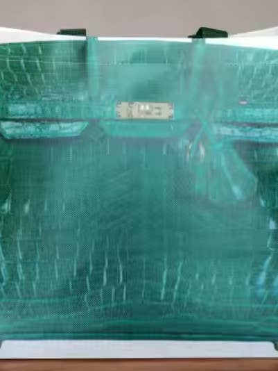 Designer Inspired Re-Usable Shopper Tote - Green for wholesale by Runway Athletics