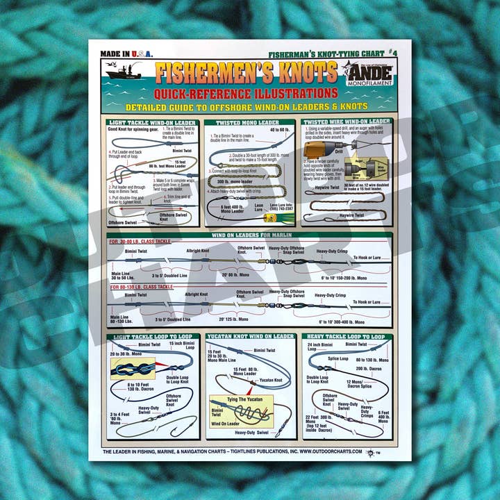 Tabella dei nodi dei pescatori #4 (Offshore Wind-On Leaders) per la vendita all'ingrosso da parte di Outdoor Charts