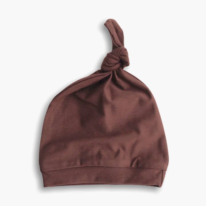 Gorro Recém-Nascido Top Knot GOTS | Castanho por atacado de Babymood AS