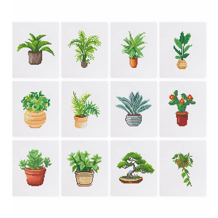 12 Assorted Potted Plant Diamond Paintings - Set 3 for wholesale by Paint Your Numbers