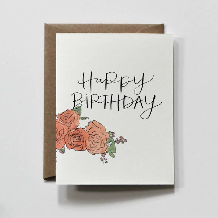 everglow handmade - Wholesale Birthday Card - Floral Bounce | Flower Calligraphy Birthday Greeting Card