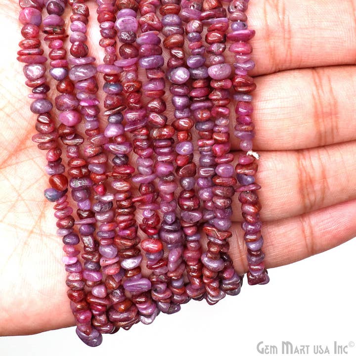 GemMartUSA - Wholesale Beads - Ruby Chip Beads, Drilled Natural Gemstone Strand, 34 Inch11