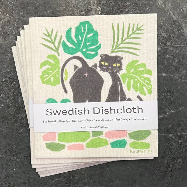 Two Little Fruits - Wholesale Dishcloth - Swedish Dishcloth -Reusable Cat Dishcloth2
