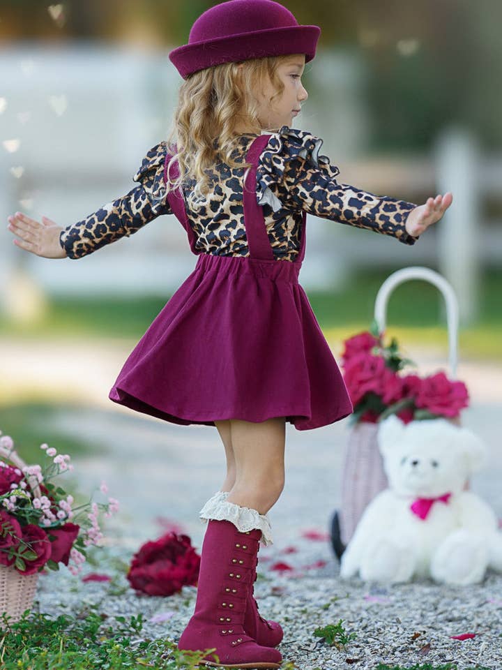 Burgundy Wild Love Suspender Skirt Set for wholesale on Faire