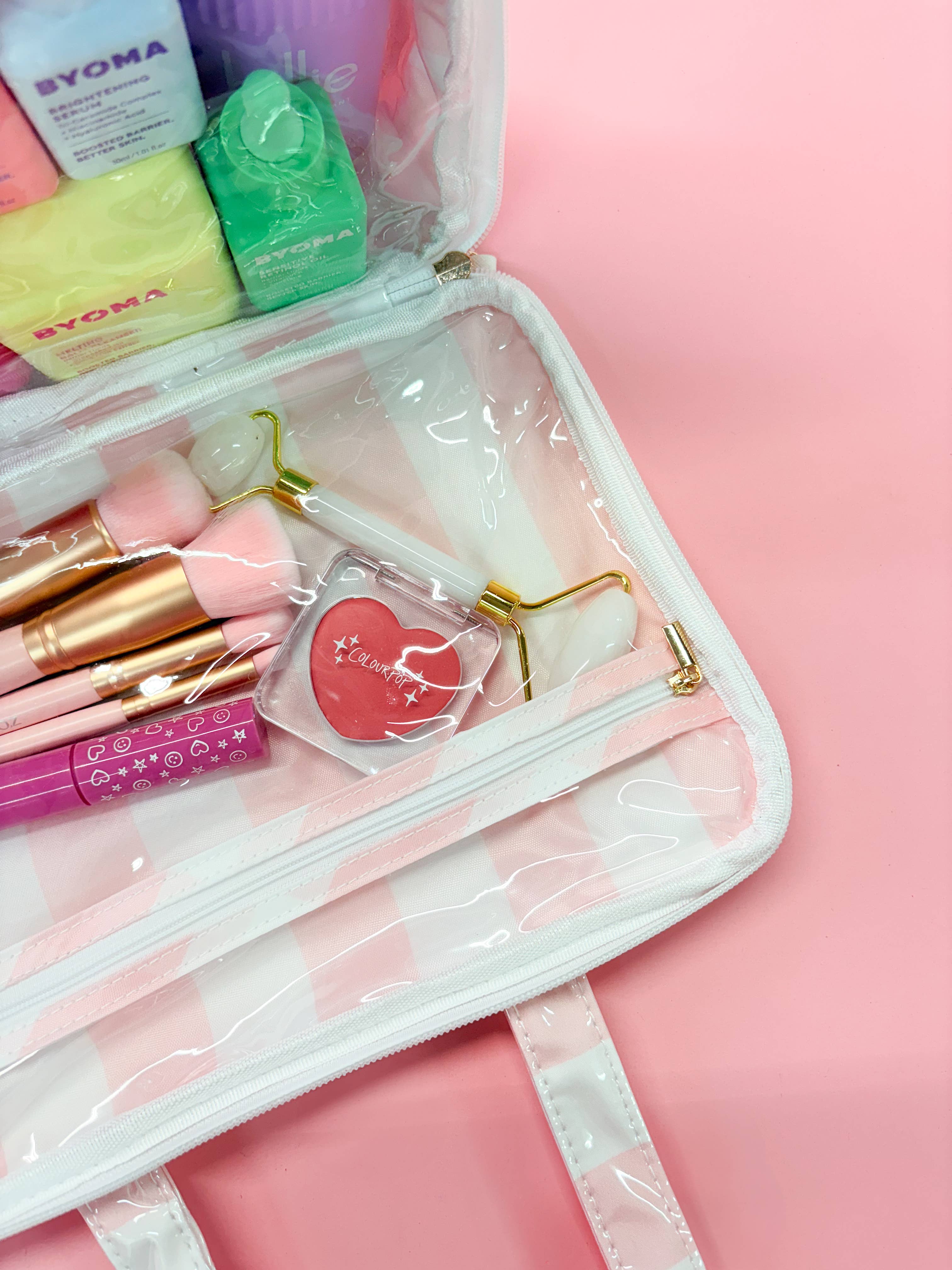 Pip & Co. - Wholesale Makeup/Cosmetic Bag - Gloss & Go - Colorful Stripe Wipeable Travel Cosmetic Case3