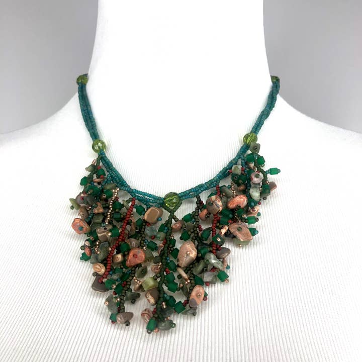 Coral Fringe perle halskæde med halvædelsten - Tierra for engroshandel hos KVZ Designs