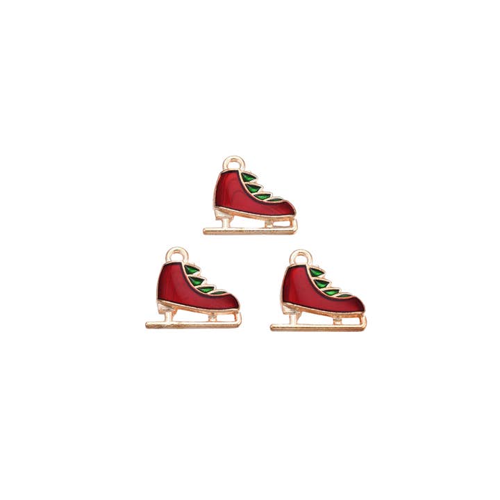 The Charm Bar Company - Wholesale Individual Charm/Pendant - * Gold Festive Ice Skate Charm