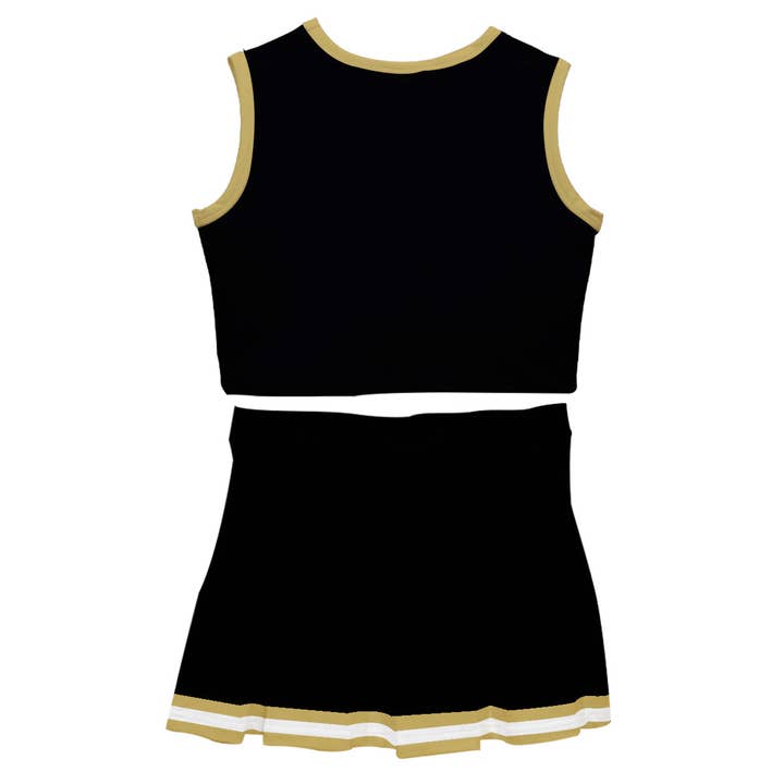 Vive La Fete - Wholesale Athletic Top - Kids - Black and Gold Sleeveless Cheerleader