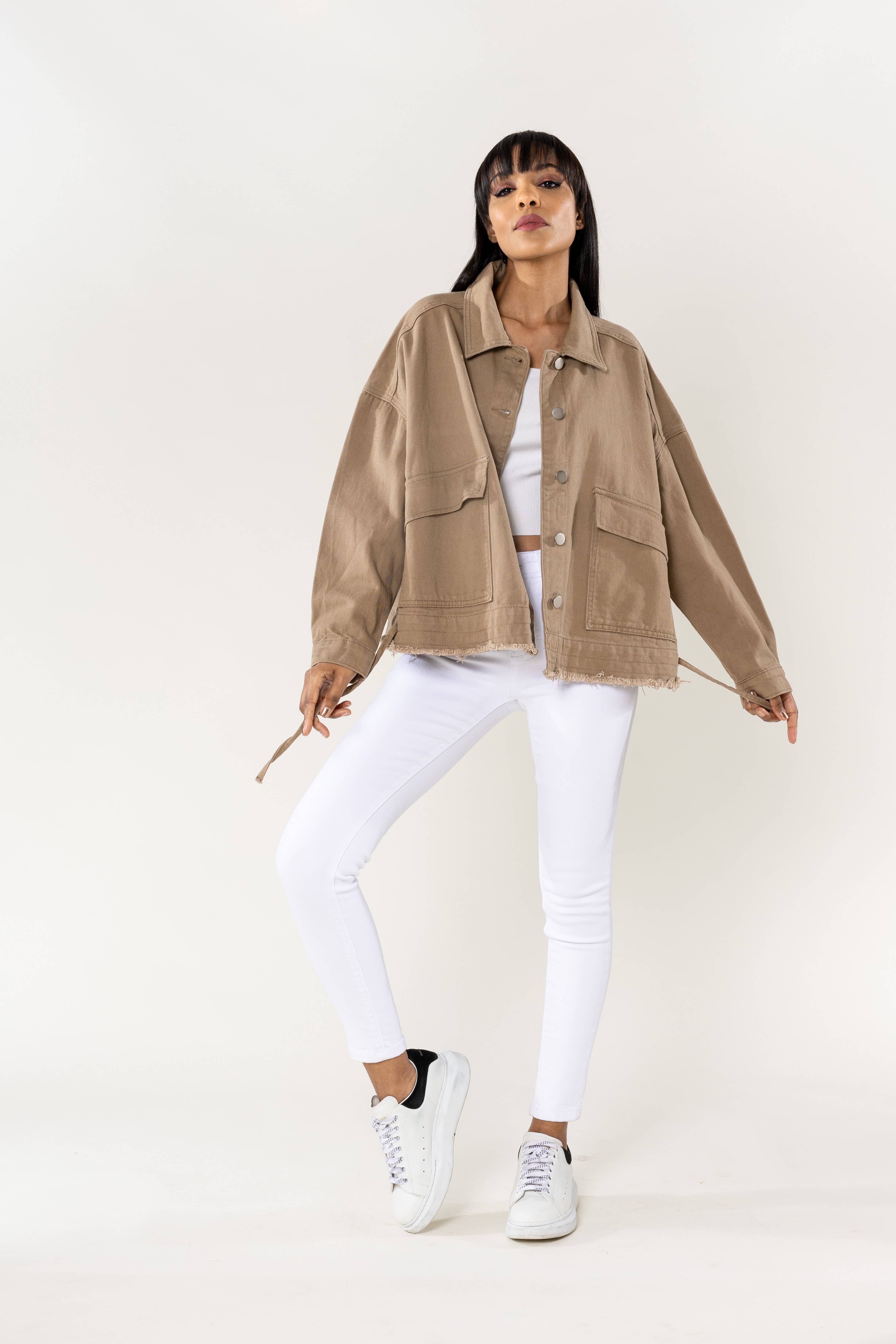 Nina Carter – Casaco de ganga - Mulher por atacado – Casaco de ganga oversized Nina Carter bolsos grandes S56210