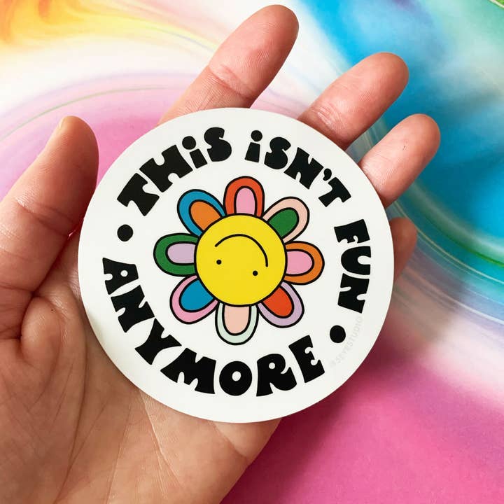 5 Eye Studio - Wholesale Sticker - This Isn't Fun Anymore Rainbow Smiley Vinyl Sticker