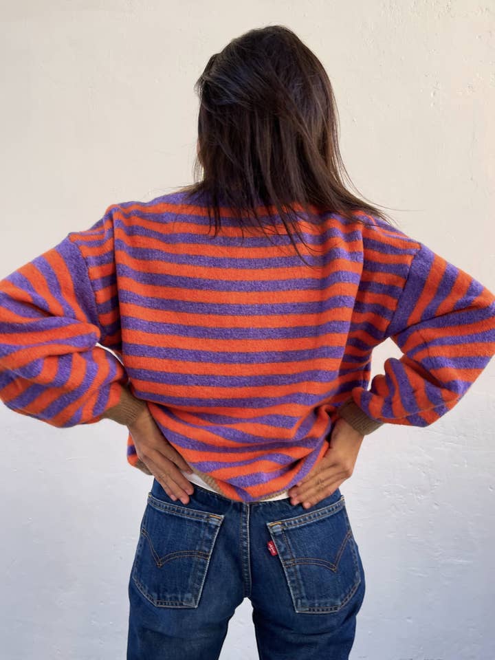 MindTraveler - Wholesale Knit Sweater - Women's - Pia Lilac and Orange Sweater