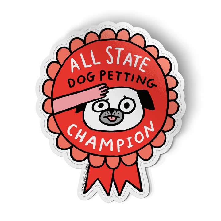 All State Dog Petting Champion Sticker for wholesale by Badge Bomb