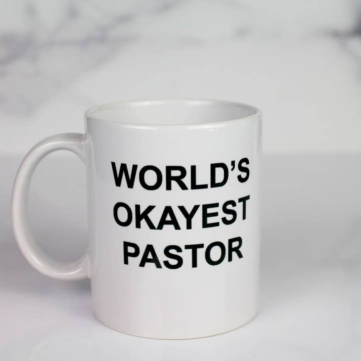 World's Okayest Pastor Coffee Mug for wholesale by Drinklings Coffee and Mugs