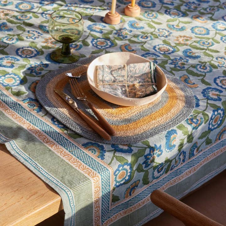 Bonheur du Jour - Wholesale Tablecloth - Tablecloth - Guapao blue green3