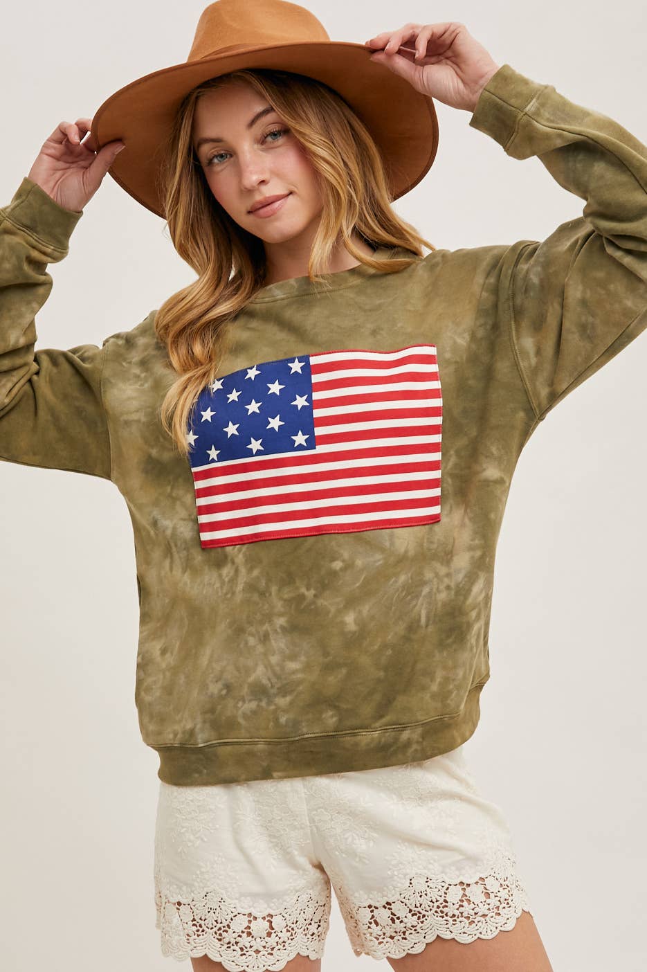 Bluivy - Wholesale Sweatshirt - Women's - US FLAG TIE-DYE SWEATSHIRT PULLOVER - 4TH OF JULY9