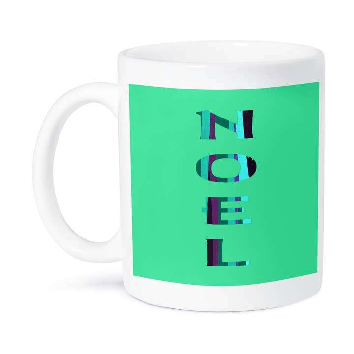 3dRose, Noel, Roxo e Água-marinha sobre Verde, Caneca por atacado de 3dRose