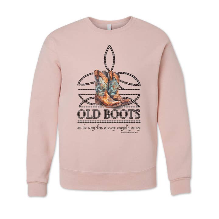 OLD BOOTS Boot Stitch Womens Adult Unisex Western Sweatshirt for wholesale by Remuda Western Wear