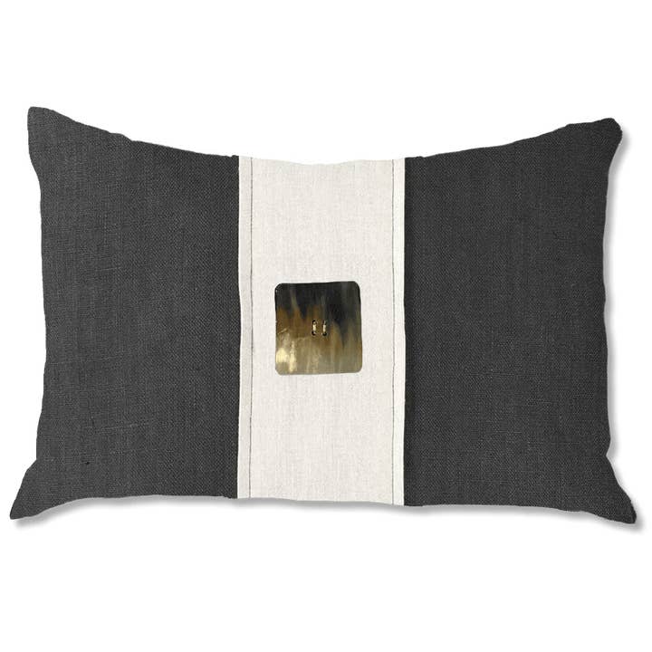 BHD HOME - Wholesale Lumbar pillow - Horn Button Black & Natural Lumbar Cushion 35 x 53cm