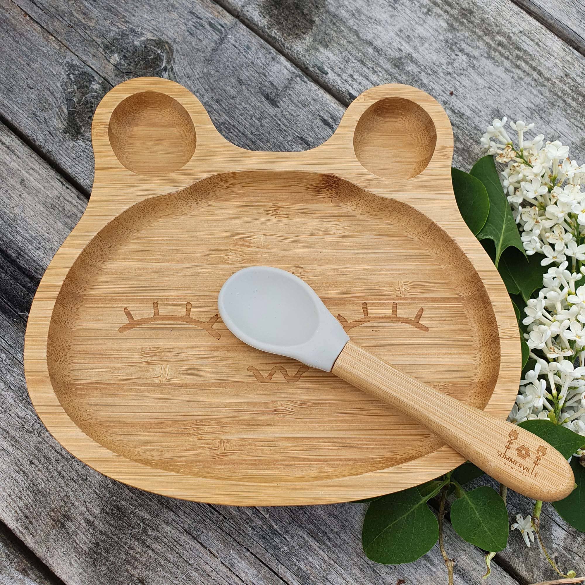 Summerville organic - Vente Service à vaisselle – enfant et bébé - Vaisselle en bambou pour enfants, gris lapin3