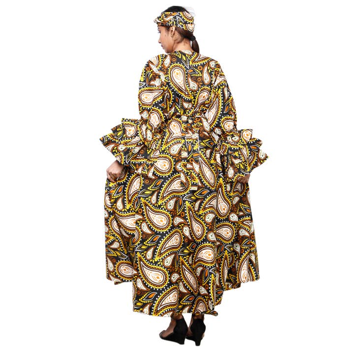 African Stars - Wholesale Dress - Women's - Women's Poly-Cotton Wrap Dress with Ruffle Sleeves -- FI-80FS12